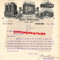 ETATS UNIS AMERIQUE- RARE LETTRE HOTEL JEFFERSON-SAINT LOUIS-PLANTERS -EASTMAN -ARLINGTON-GAINES-FORDYCE-LYMAN T. HAY - United States