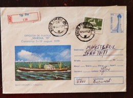 ROUMANIE, Phare, Phares, Faro, Lighthouse. Entier Postal Avec Obliteré 1979. Bateau Cargo - Vuurtorens