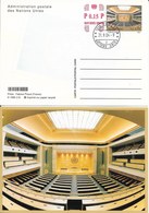 Onu,united Nations, Nations Unies,office De Genève, Entier Postal 2004 Surcharge, Carte Fdc, Hémicycle - Storia Postale