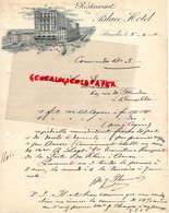 BELGIQUE- BRUXELLES- RARE LETTRE MANUSCRITE RESTAURANT DU PALACE HOTEL -1911 - Artesanos