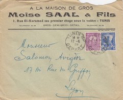 LETTRE TUNISIE. 12 5 39. MOÏSE SAAL & FILS  A LA MAISON DE GROS TUNIS TUNIS  / 2 - Lettres & Documents
