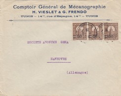 LETTRE TUNISIE. 5 6 31. COMPTOIR GENERAL DE MECANOGRAPHIE  H.VIESLET & FRENDO TUNIS  / 2 - Lettres & Documents