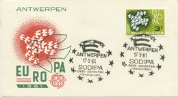 BELGIO - FDC  1961 - EUROPA UNITA - CEPT - SPECIAL CANCEL SODIPA - ANTWERPEN - 1961-1970