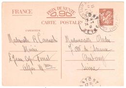 St JEAN CAP FERRAT Alpes Maritimes Ob 1941 Carte Postale Entier Iris SANS VALEUR-CP1 Nuance Beige Storch H1 A1 - Standard- Und TSC-AK (vor 1995)