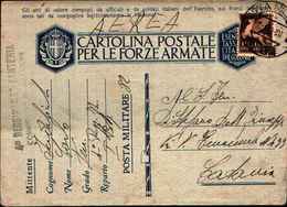 71185) INTERO POSTALE DIN FRANCHIGIA MILITARE CON MOTTO VIA AEREA CON 50C. AEREA BOLLO POSTA MILITARE 82 31-12-42 - Entero Postal