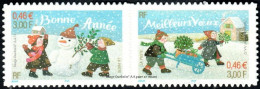 France Autoadhésif ** N°   31 Et 32 Ou 3439 Et 3440 En Paire - Voeux Pour 2002 - Enfants, Neige, Chalet, Brou - Unused Stamps