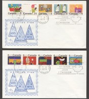 CANADA 1970 Timbres De Noël FDC 2 Bandes De 5 Scott 523-4a  Yvert 439-48 (sans Phosphore) - 1961-1970