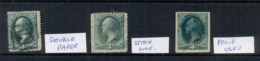 USA 1870 On 3c Washington Lot, Double Paper, Stitch Watermark & Used Proof FU - Sonstige & Ohne Zuordnung