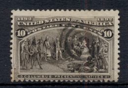USA 1893 Sc#237 Columbian Expo, 10c Columbus Presenting Natives (torn)FU - Other & Unclassified