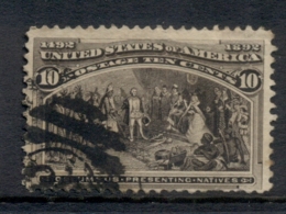 USA 1893 Sc#237 Columbian Expo, 10c Columbus Presenting Natives FU - Autres & Non Classés