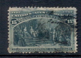 USA 1893 Sc#238 Columbian Expo, 15c Columbus Announcing His Discovery (faults)FU - Otros & Sin Clasificación