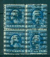 USA 1908-09 Sc#335 5c Blue Washington Perf 12 Wmk D/L 3mm Spacing Blk 4 FU Lot68805 - Other & Unclassified