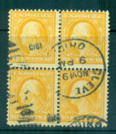 USA 1908-09 Sc#338 10c Yellow Franklin Perf 12 Wmk D/L Blk 4 FU Lot68806 - Andere & Zonder Classificatie