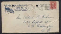 USA 1910 2c Washington Patriotic Order Of Americans, Camp 2, Flaf, File Punched - Other & Unclassified
