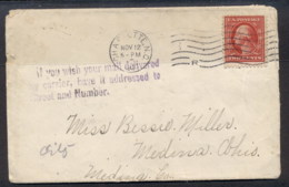 USA 1911 2c Washington Cover To Medina - Other & Unclassified