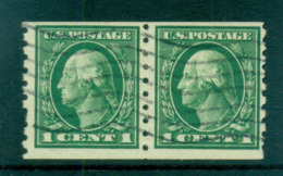 USA 1912 Sc#412 1c Green Washington Perf 8.5 Vert Wmk S/L Pair FU Lot69340 - Otros & Sin Clasificación