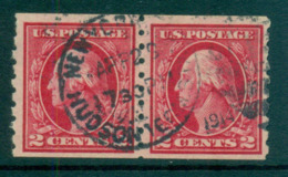USA 1912 Sc#413 2c Camine Washington Perf 8.5 Vert Wmk S/L Pair FU Lot69342 - Other & Unclassified