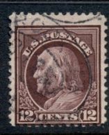 USA 1912-14 Sc#417 12c Claret Brown Franklin Perf 12 Wmk S/L FU - Altri & Non Classificati