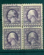 USA 1913-15 Sc#426 3c Deep Violet Washington TyI Perf 10 Wmk S/L Blk 4 FU Lot68820 - Other & Unclassified