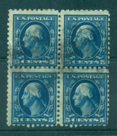 USA 1913-15 Sc#428 5c Blue Washington Perf 10 Wmk S/L Blk 4 FU Lot69012 - Autres & Non Classés