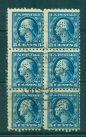 USA 1913-15 Sc#428 5c Blue Washington Perf 10 Wmk S/L Perfin Blk 6 FU Lot69014 - Other & Unclassified