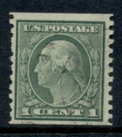 USA 1914 Sc#443 1c Green Washington Perf 10 Vert Wmk S/L FU - Other & Unclassified