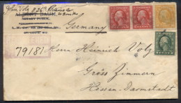 USA 1914 Washington-Franklin Mixed Franking To Germany Cover - Other & Unclassified