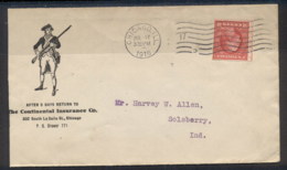 USA 1916 2c Washington Coil, Advertising Cover Continental Insurance - Other & Unclassified