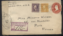 USA 1916 Washington -Franklin Uprated PS Cover Registered To France - Other & Unclassified