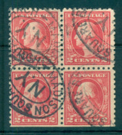 USA 1916-17 Sc#463 2c Carmine Washington TyI Perf 10 No Wmk Blk 4 FU Lot68825 - Autres & Non Classés