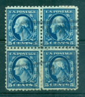 USA 1916-17 Sc#466 5c Blue Washington Perf 10 No Wmk Blk 4 FU Lot68826 - Other & Unclassified