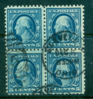 USA 1916-17 Sc#466 5c Blue Washington Perf 10 No Wmk Blk 4 FU Lot69070 - Autres & Non Classés