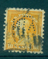USA 1916-17 Sc#472 10c Orange Yellow Franklin Perf 10 No Wmk Perfin FU Lot69092 - Altri & Non Classificati