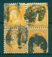 USA 1916-17 Sc#472 10c Orange Yellow Perf 10 No Wmk Blk 4 FU Lot68827 - Other & Unclassified