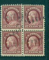 USA 1916-17 Sc#474 12c Claret Brown Franklin Perf 10 No Wmk Blk 4 FU Lot69099 - Other & Unclassified