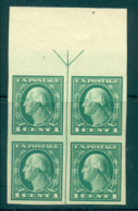 USA 1916-17 Sc#481 1c Green Washington IMPERF No Wmk Arrow Margin Blk 4 Top MUH Lot69348 - Andere & Zonder Classificatie