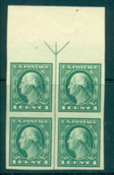 USA 1916-17 Sc#481 1c Green Washington IMPERF No Wmk Arrow Margin Blk 4 Top MUH Lot69348 - Autres & Non Classés