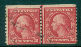 USA 1916-19 Sc#492 2c Carmine Washington TyIII Rotary Perf 10 Vert No Wmk Line Pair FU Lot69394 - Sonstige & Ohne Zuordnung