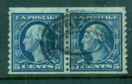 USA 1916-19 Sc#496 5c Blue Washington Rotary Perf 10 Vert No Wmk Pair FU Lot69411 - Altri & Non Classificati