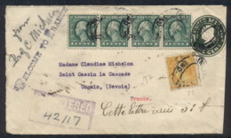 USA 1917 Uprated Washington-Franklin Registered Cover To France - Altri & Non Classificati