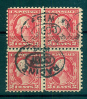 USA 1917-19 Sc#499 2c Rose Washington TyI Perf 11 No Wmk Blk 4 FU Lot69132 - Sonstige & Ohne Zuordnung