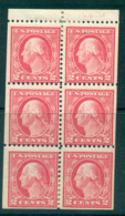 USA 1917-19 Sc#499e 2c Rose Washington TyI Perf 11 No Wmk Booklet Pane P#10218 MLH Lot69138 - Autres & Non Classés