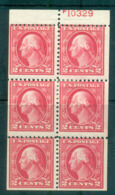 USA 1917-19 Sc#499e 2c Rose Washington TyI Perf 11 No Wmk Booklet Pane P#10329 MLH Lot69140 - Otros & Sin Clasificación