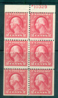 USA 1917-19 Sc#499e 2c Rose Washington TyI Perf 11 No Wmk Booklet Pane P#10329 MLH Lot69140 - Other & Unclassified