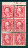 USA 1917-19 Sc#499e 2c Rose Washington TyI Perf 11 No Wmk Booklet Pane P#10404 MLH Lot69141 - Altri & Non Classificati