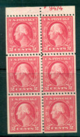 USA 1917-19 Sc#499e 2c Rose Washington TyI Perf 11 No Wmk Booklet Pane P#9474 MLH Lot69136 - Altri & Non Classificati