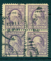 USA 1917-19 Sc#501 3c Light Violet Washington TyI Perf 11 No Wmk Blk 4 FU Lot69144 - Altri & Non Classificati