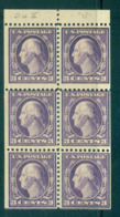 USA 1917-19 Sc#502b 3c Dark Violet Washington TyII Perf 11 No Wmk Booklet Pane MLH Lot69160 - Autres & Non Classés