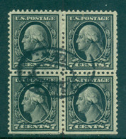 USA 1917-19 Sc#507 7c Black Washington Perf 11 No Wmk Blk 4 FU Lot68836 - Other & Unclassified