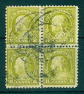 USA 1917-19 Sc#508 8c Olive Bister Franklin Perf 11 No Wmk Blk 4 FU Lot69209 - Sonstige & Ohne Zuordnung